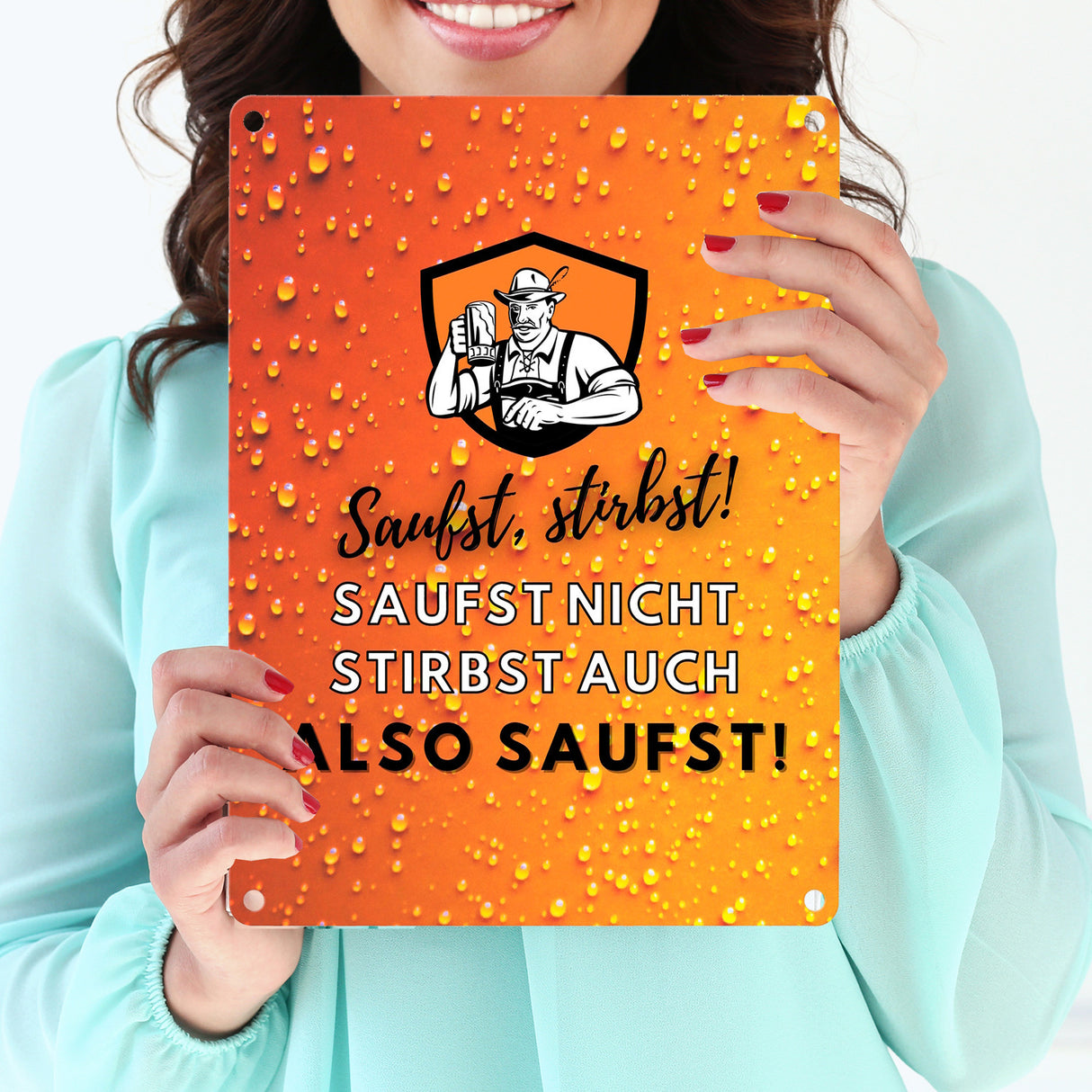 Biertrinker Bier Metallschild in 15x20 cm mit lustigem Spruch