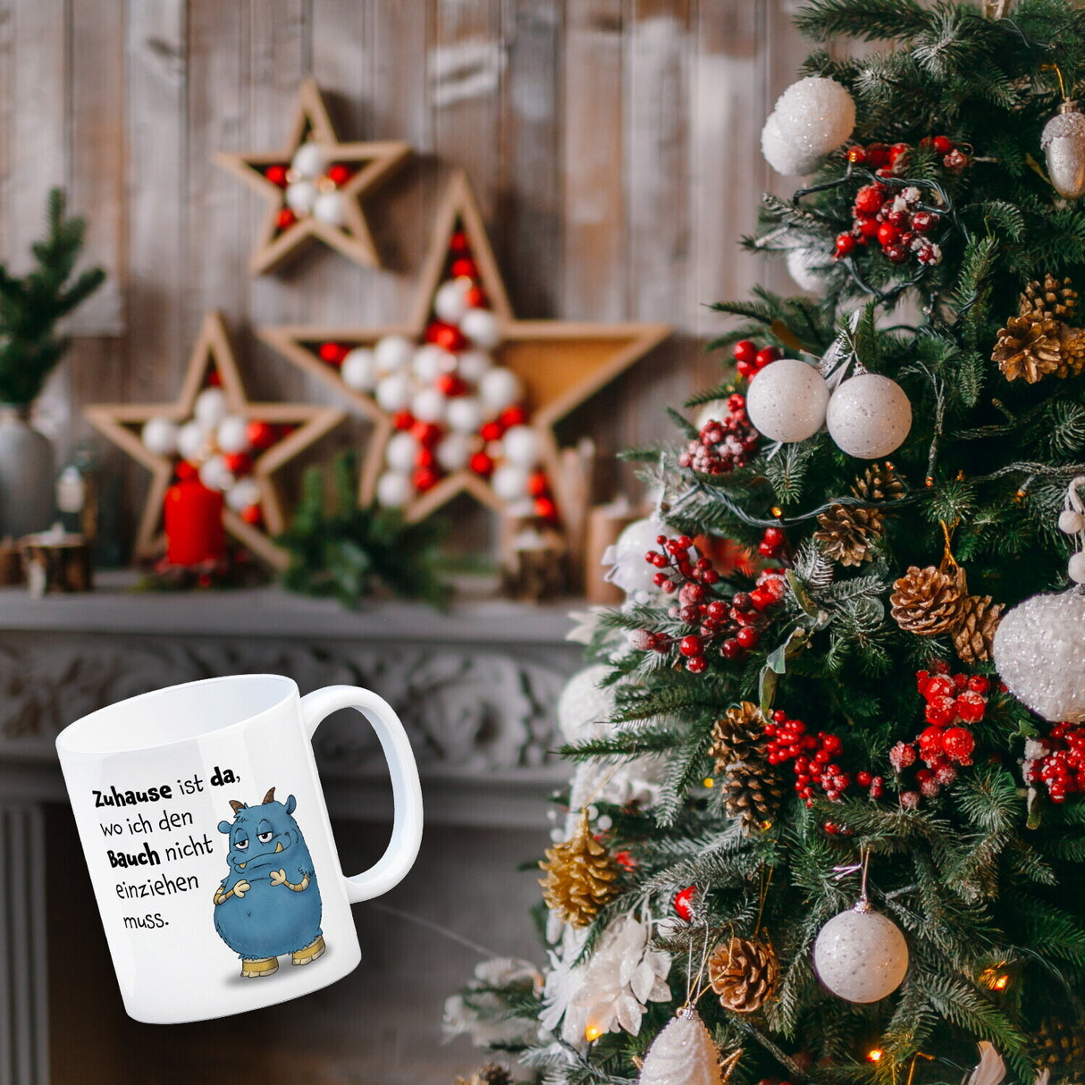 Freches Monster Kaffeebecher mit lustigem Spruch