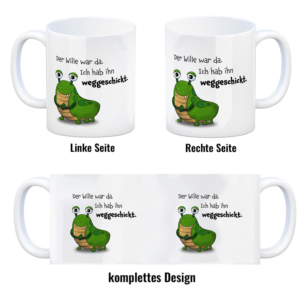 Freches Monster Kaffeebecher mit lustigem Spruch