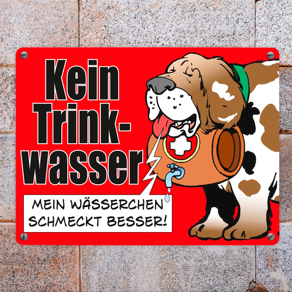 Kein Trinkwasser Metallschild mit Schweizer Alpenhund