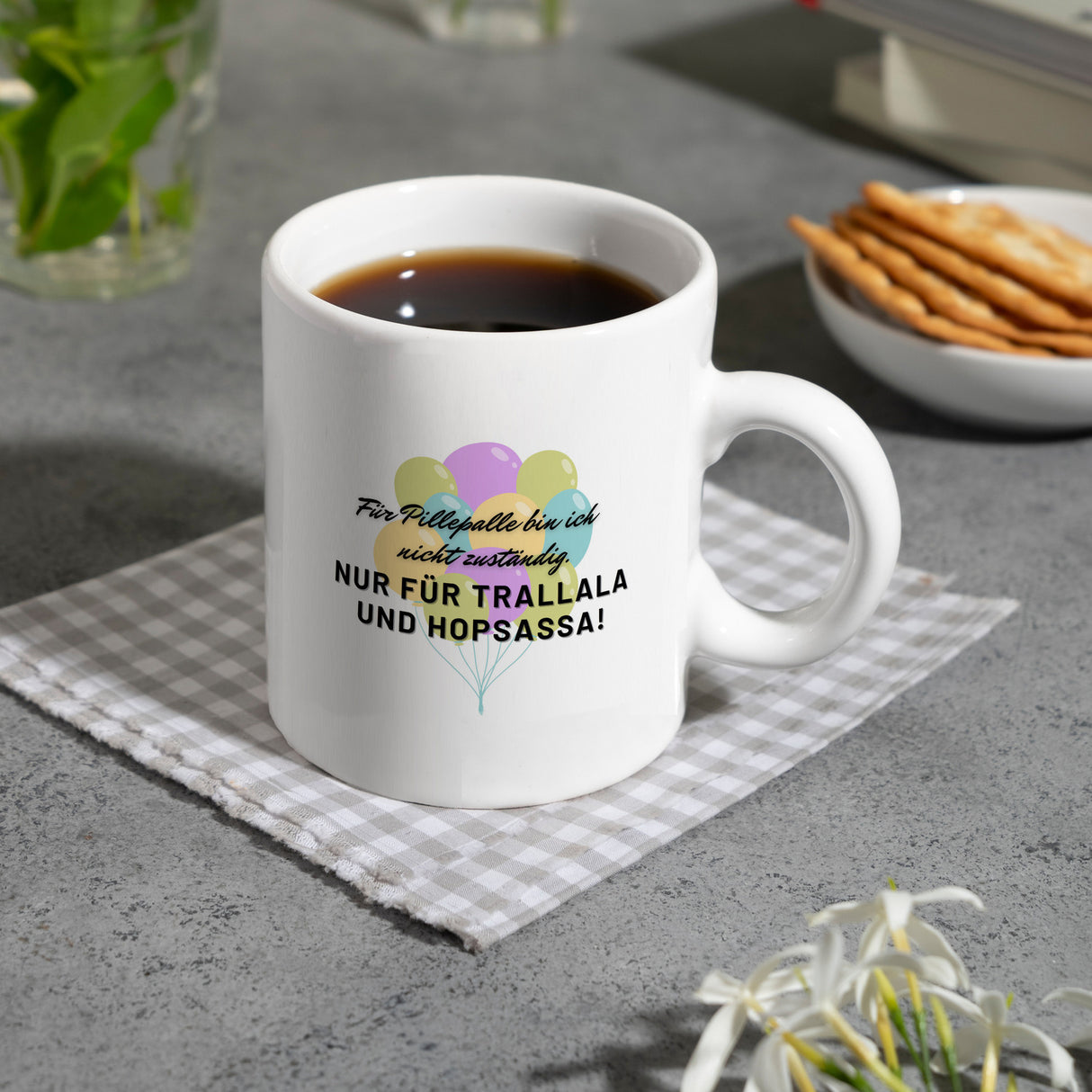Pillepalle Kaffeebecher mit Ballons und Spruch