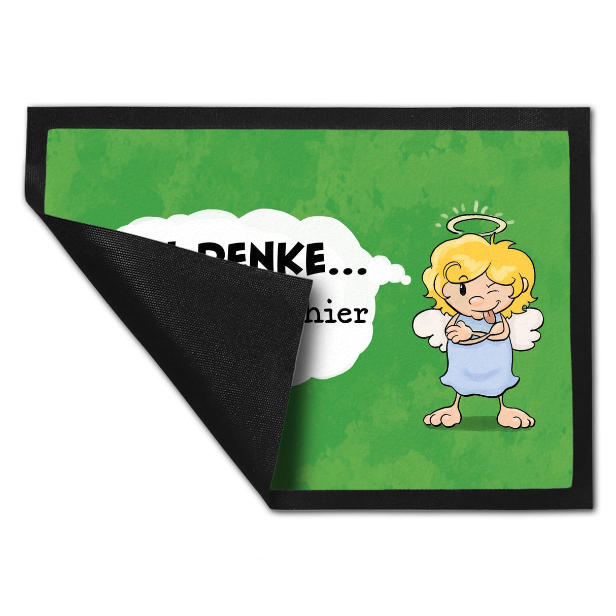 Engel Fußmatte in 35x50 cm mit Spruch - Mit Denken bin ich hier falsch