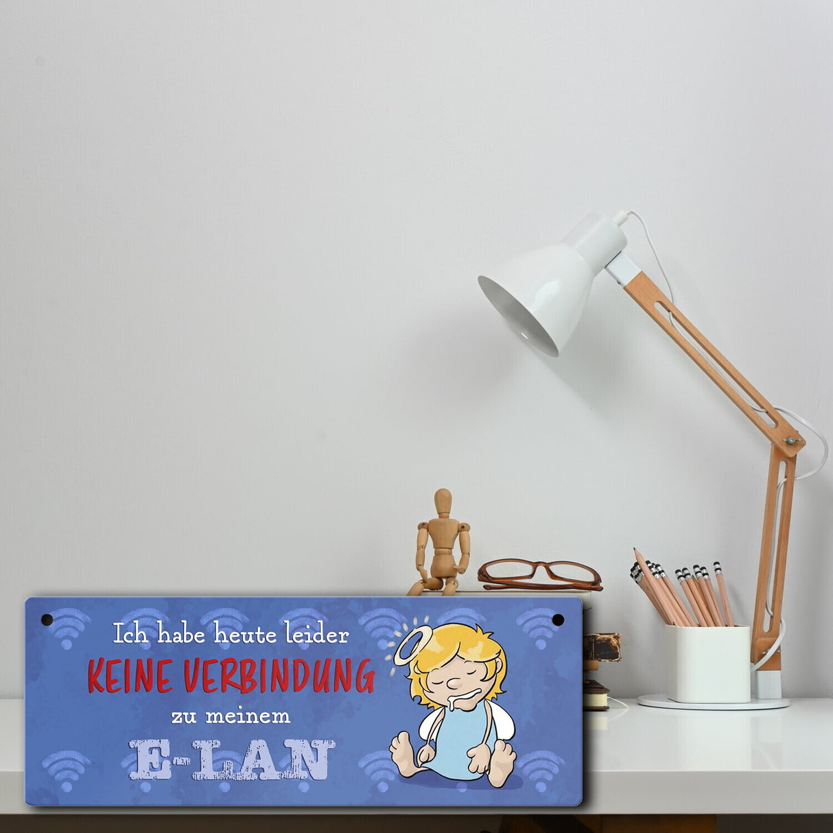 Engel Metallschild mit Spruch - Keine Verbindung zum E-Lan