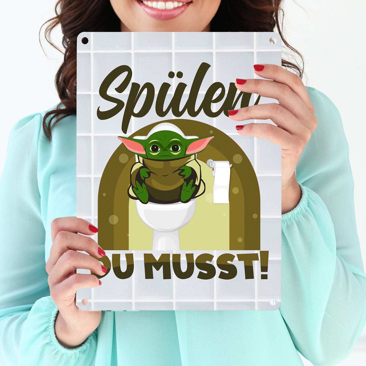 Spülen du musst Metallschild in 15x20 cm für dein Badezimmer