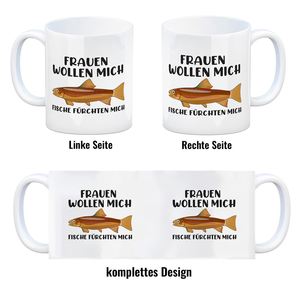 Frauenheld und Angler Kaffeebecher mit Spruch