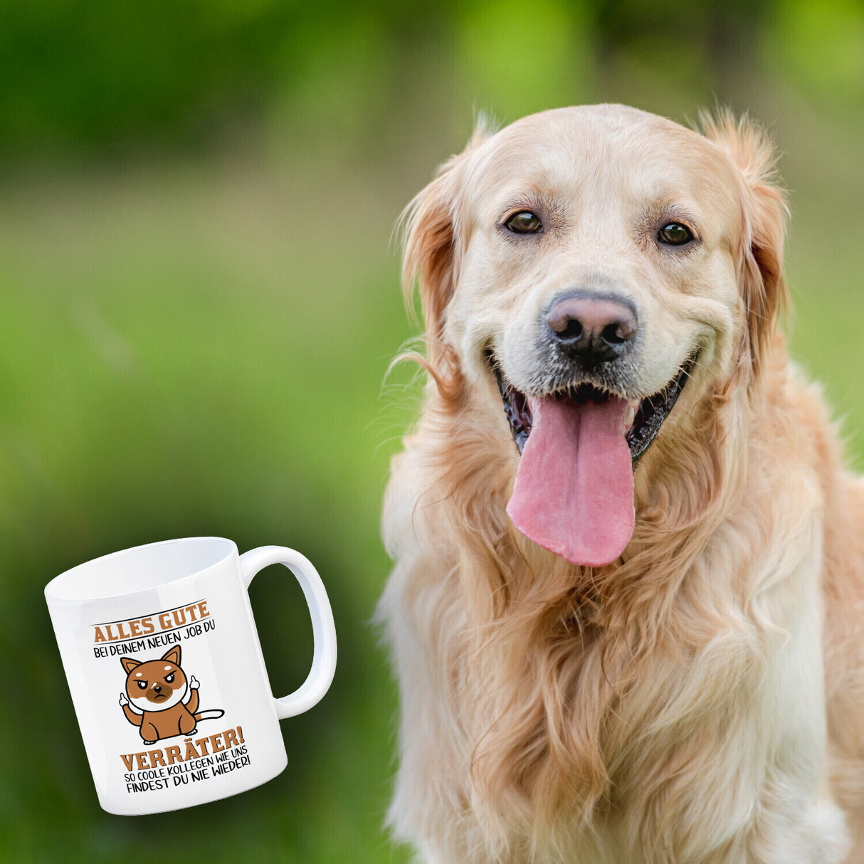Verräter Kaffeebecher mit Spruch Alles Gute bei deinem neuen Job
