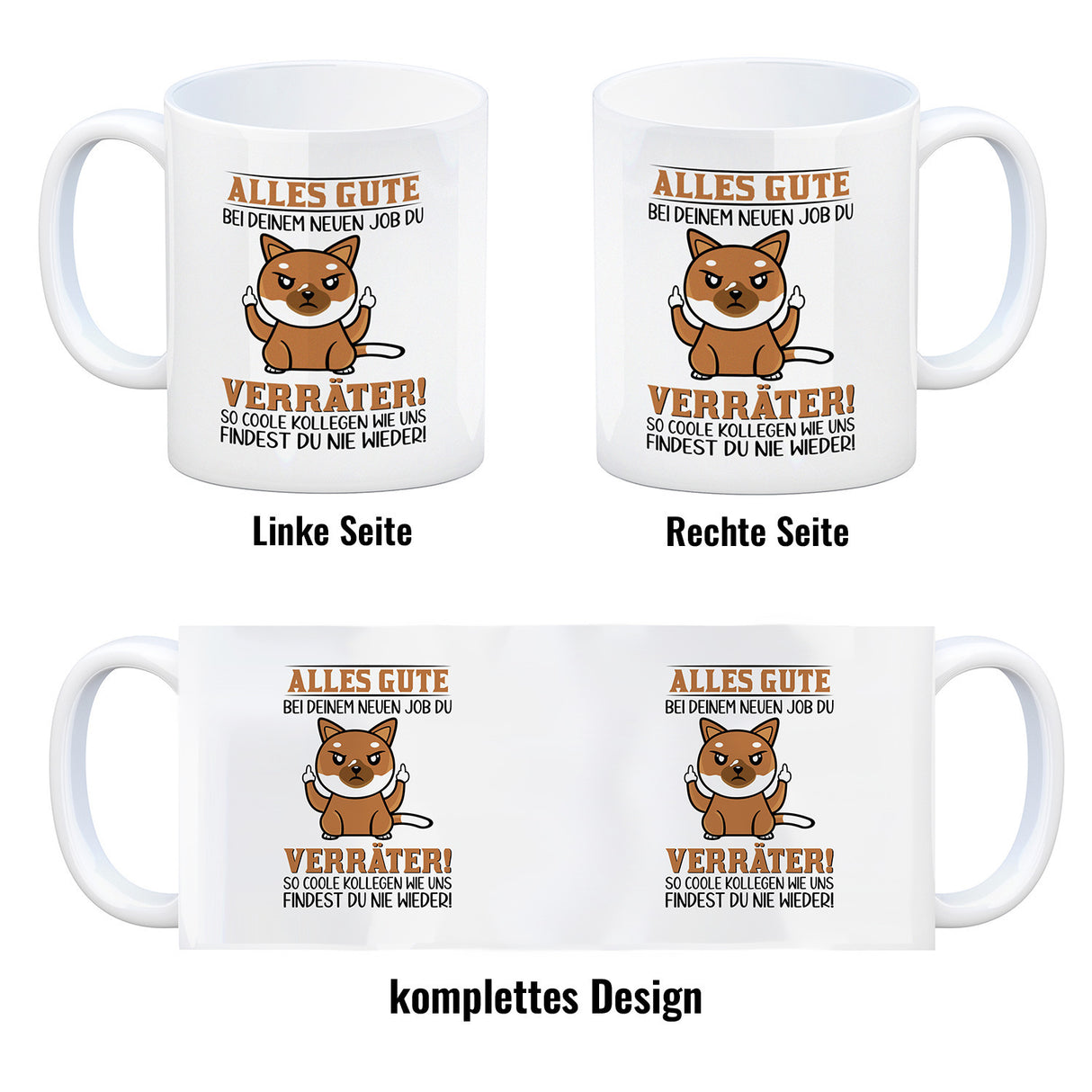 Verräter Kaffeebecher mit Spruch Alles Gute bei deinem neuen Job