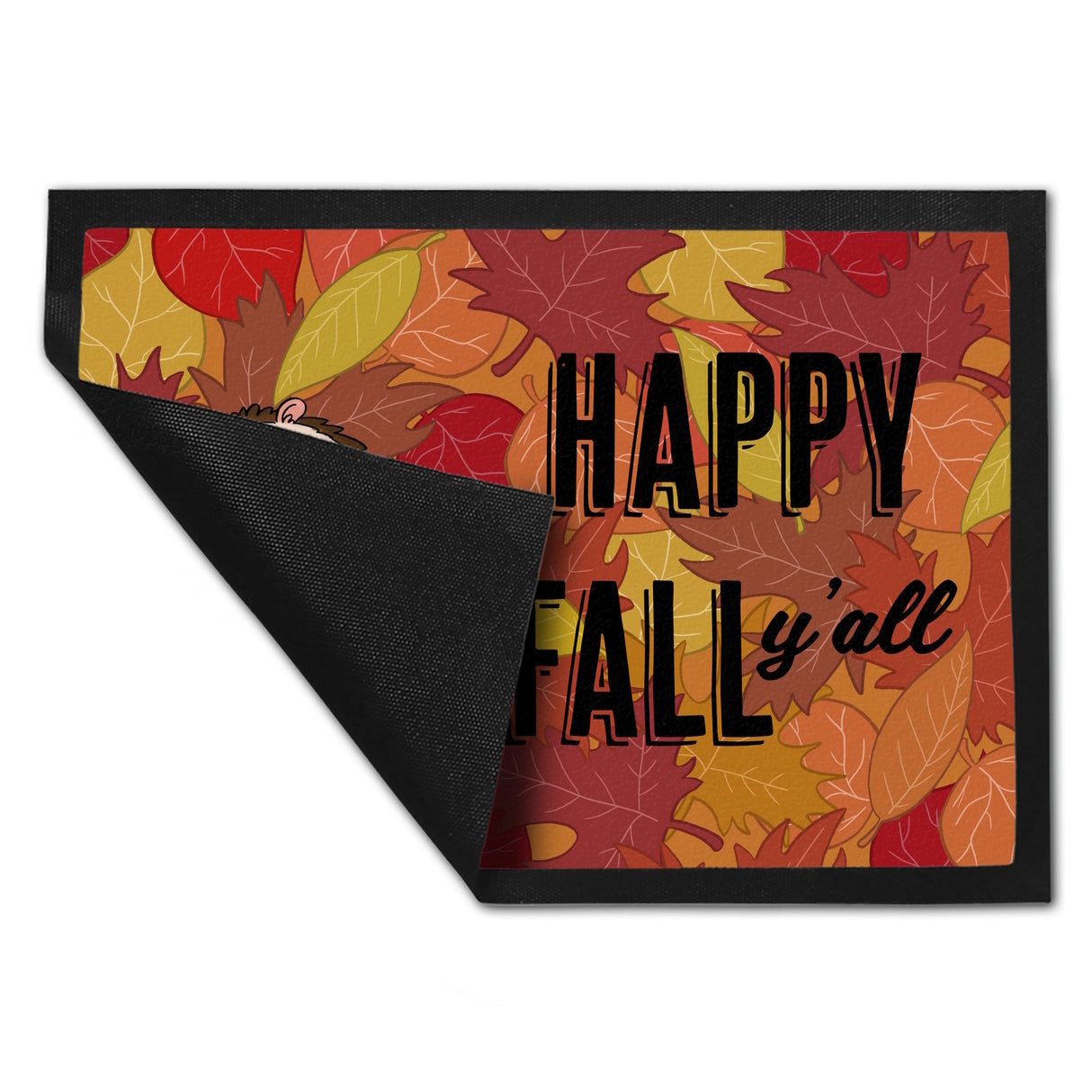 Igel im herbstlichen Laubhaufen Fußmatte in 35x50 cm - Happy Fall Y'all