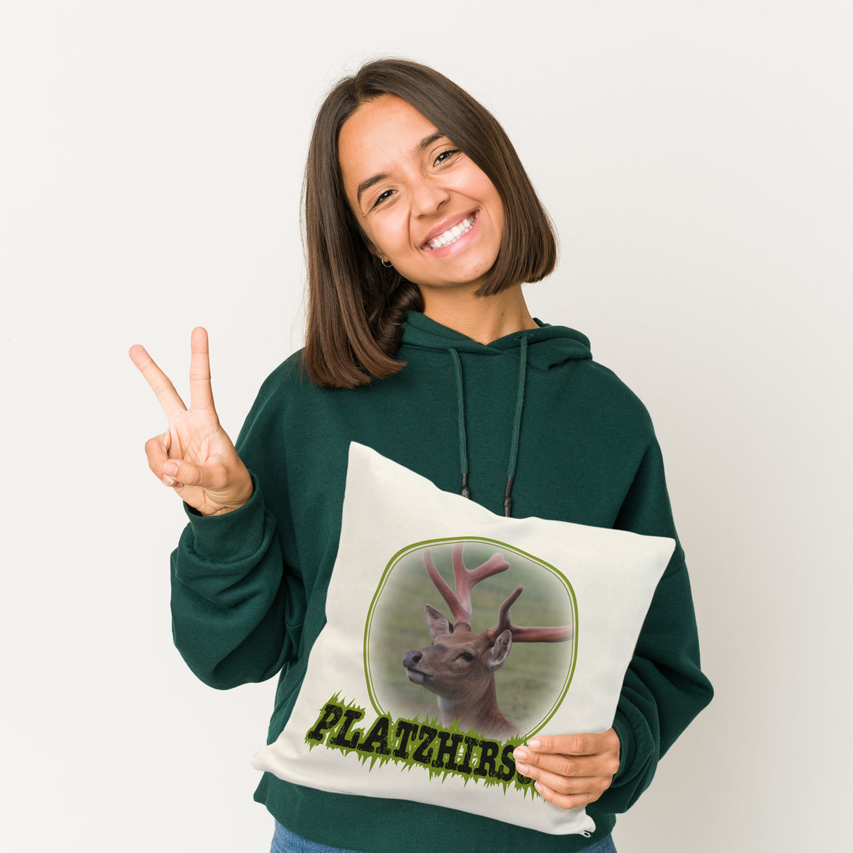 Platzhirsch Kissen mit Hirsch Motiv