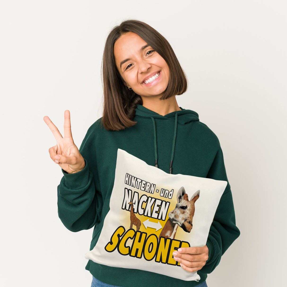 Giraffen Kissen mit Spruch Hintern- und Nackenschoner