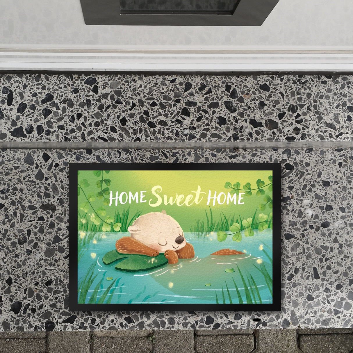 Schlafender Otter Fußmatte in 35x50 cm mit Spruch Home Sweet Home