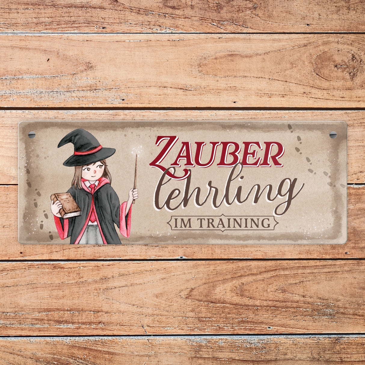 Zauberlehrling im Training Metallschild mit Zauberschülerin
