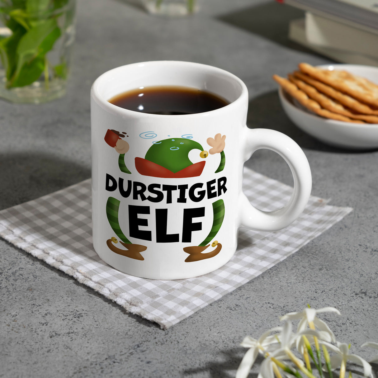 Durstiger Elf Weihnachten Kaffeebecher