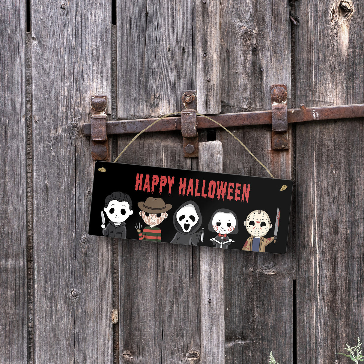 Happy Halloween Metallschild mit Serienkiller Motiv