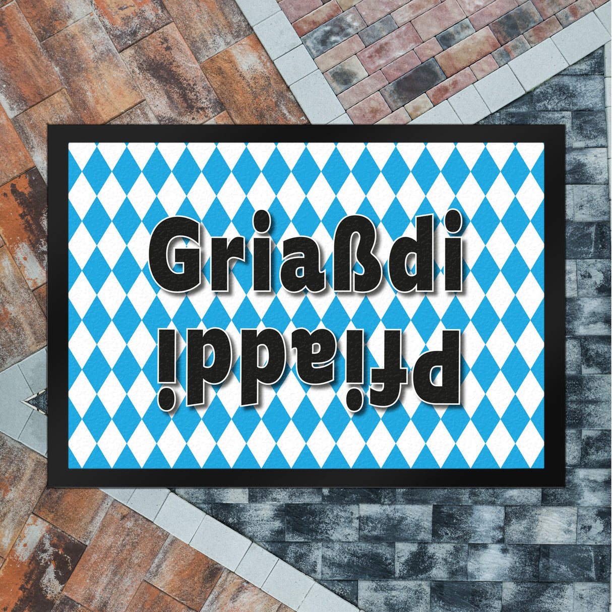 Griaßdi Pfiaddi Fußmatte mit bayrischer Flagge