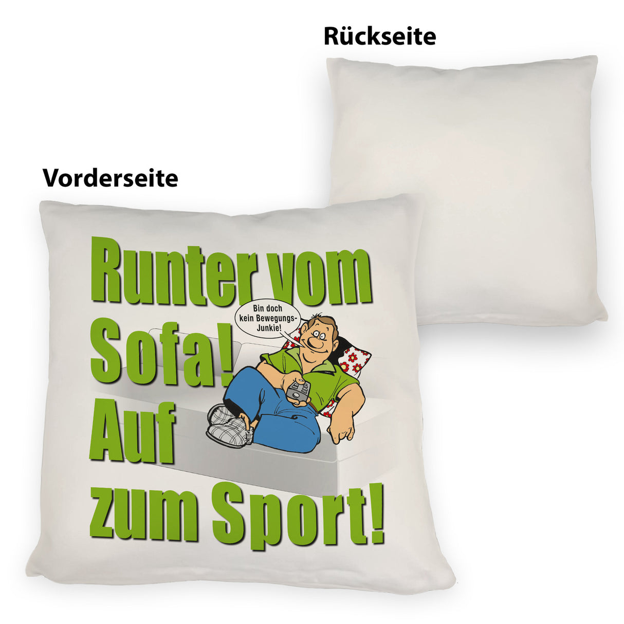 Auf zum Sport! Motivations Kissen mit Text und Spruch