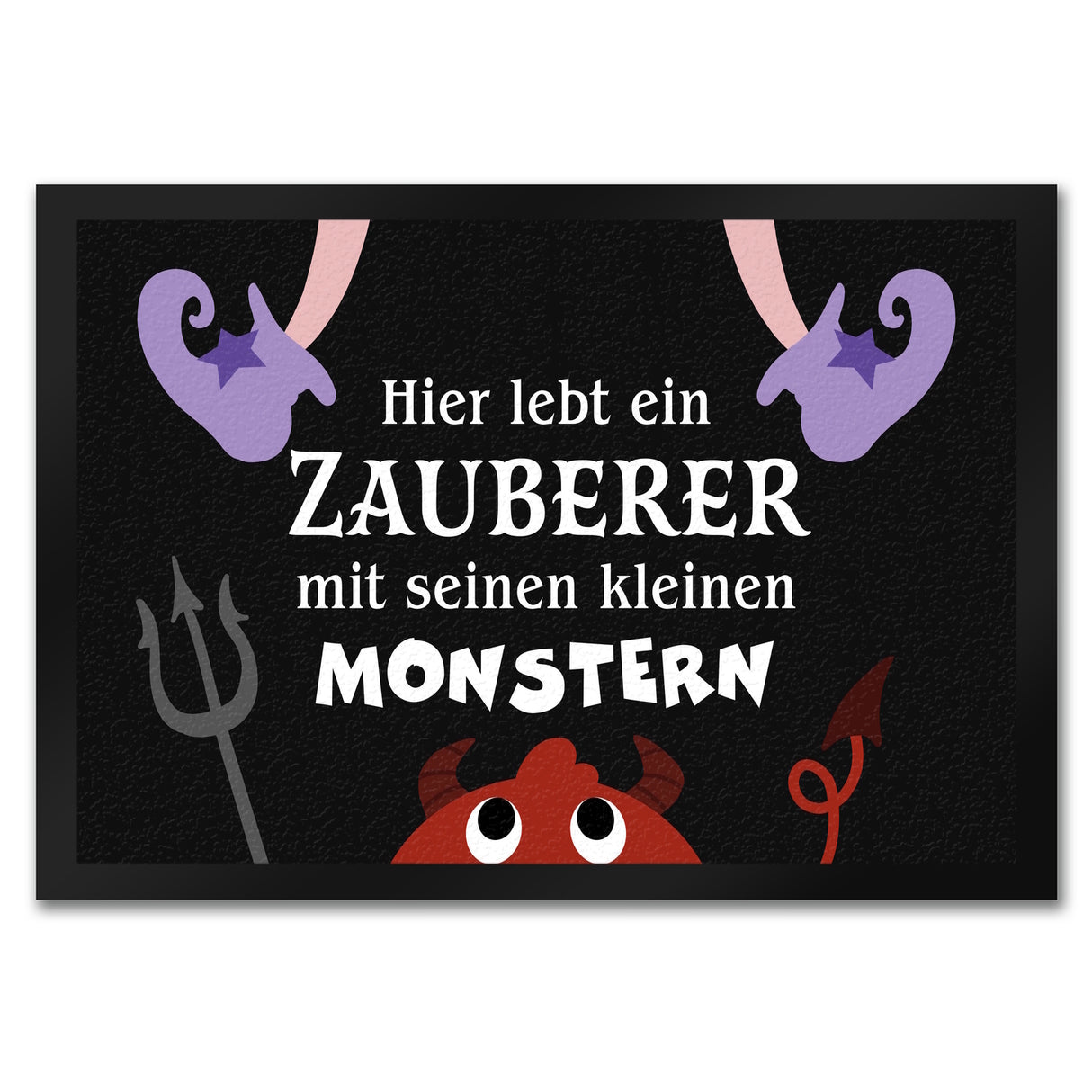 Monster Fußmatte in 35x50 cm mit Spruch Hier lebt ein Zauberer