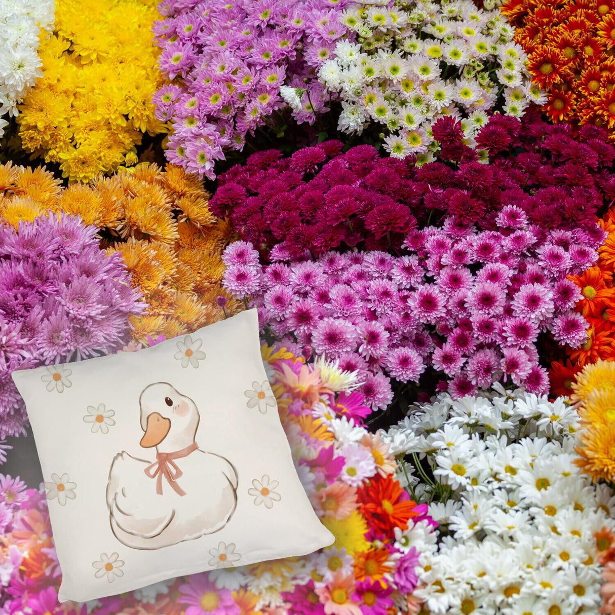 Ente mit Blumen Kissen