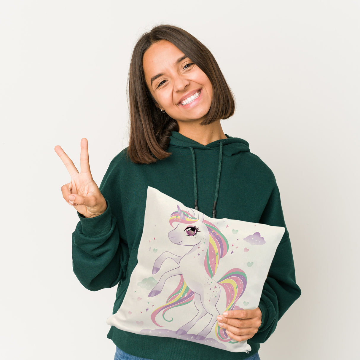 Einhorn Kissen mit Wolkenhintergrund