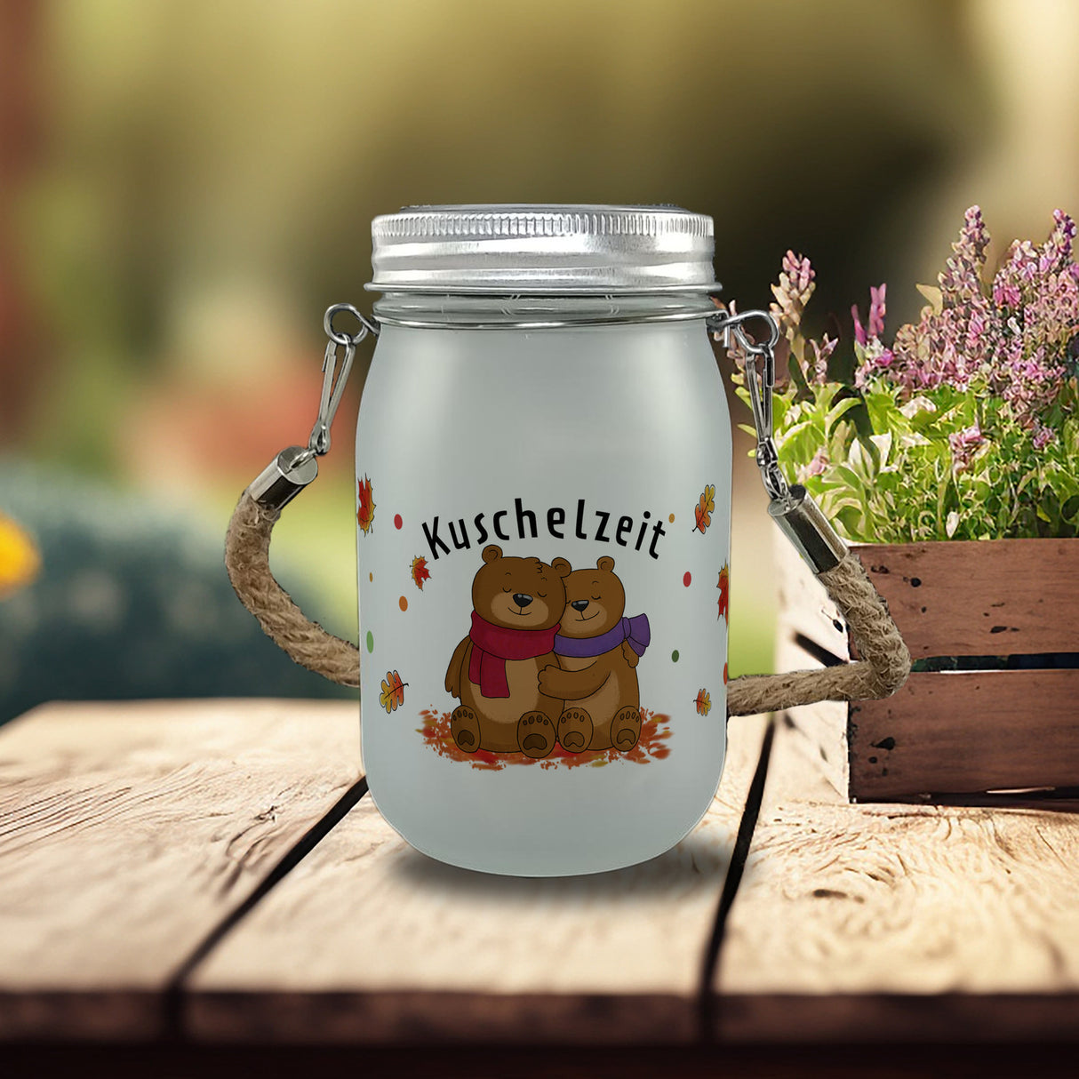 Kuschelzeit Solarlicht mit niedlichem Bärenpärchen