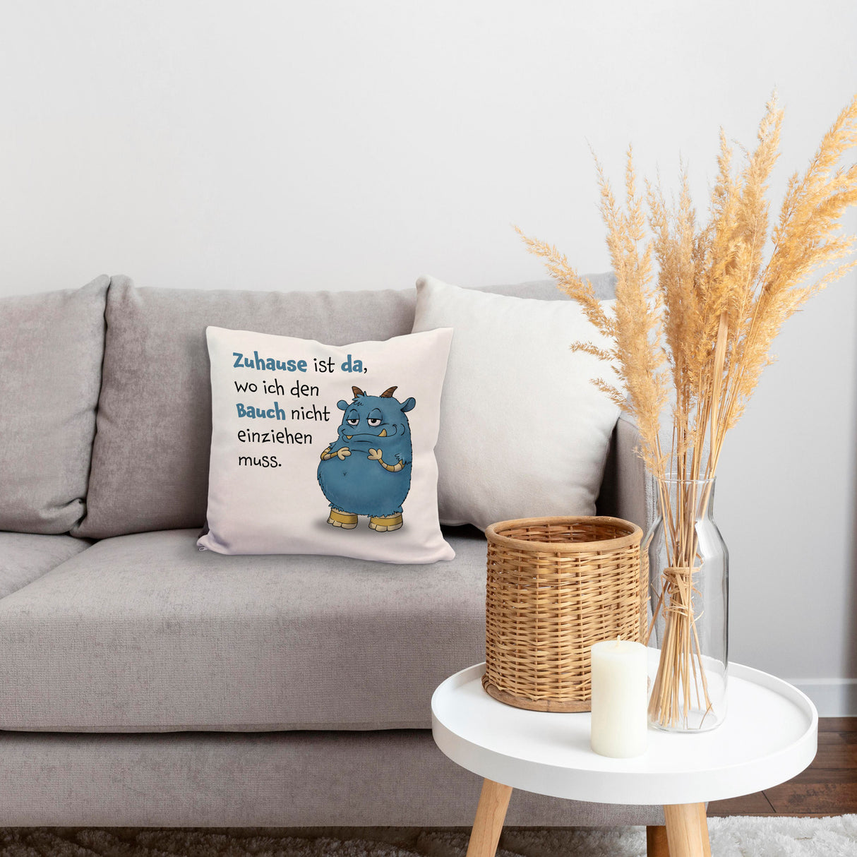 Freches Monster Kissen mit lustigem Spruch