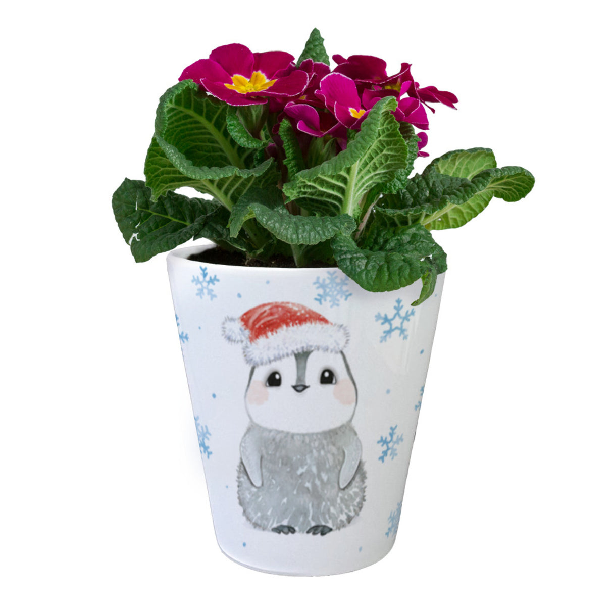 Pinguin mit Weihnachtsmütze Blumentopf