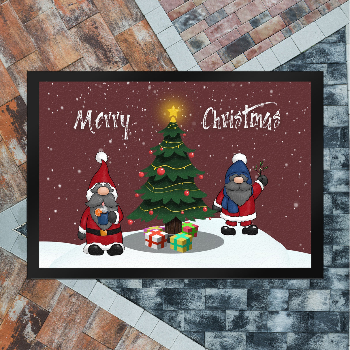 Wichtel Fußmatte in 35x50 cm mit Spruch Merry Christmas