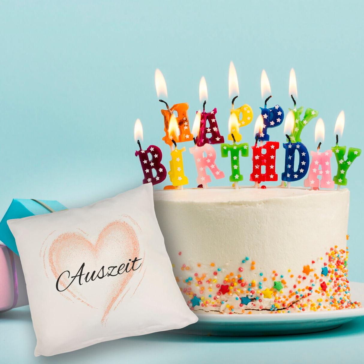 Auszeit Kissen mit Herz für Eltern zum Geburtstag