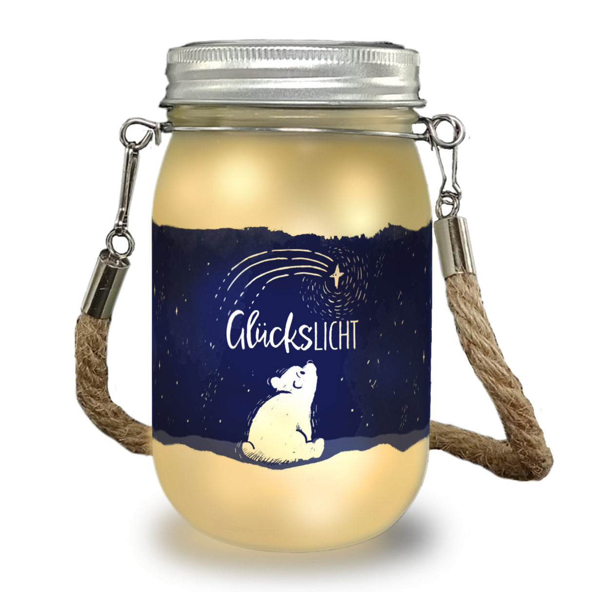 Eisbär Solarlicht mit Spruch Glückslicht