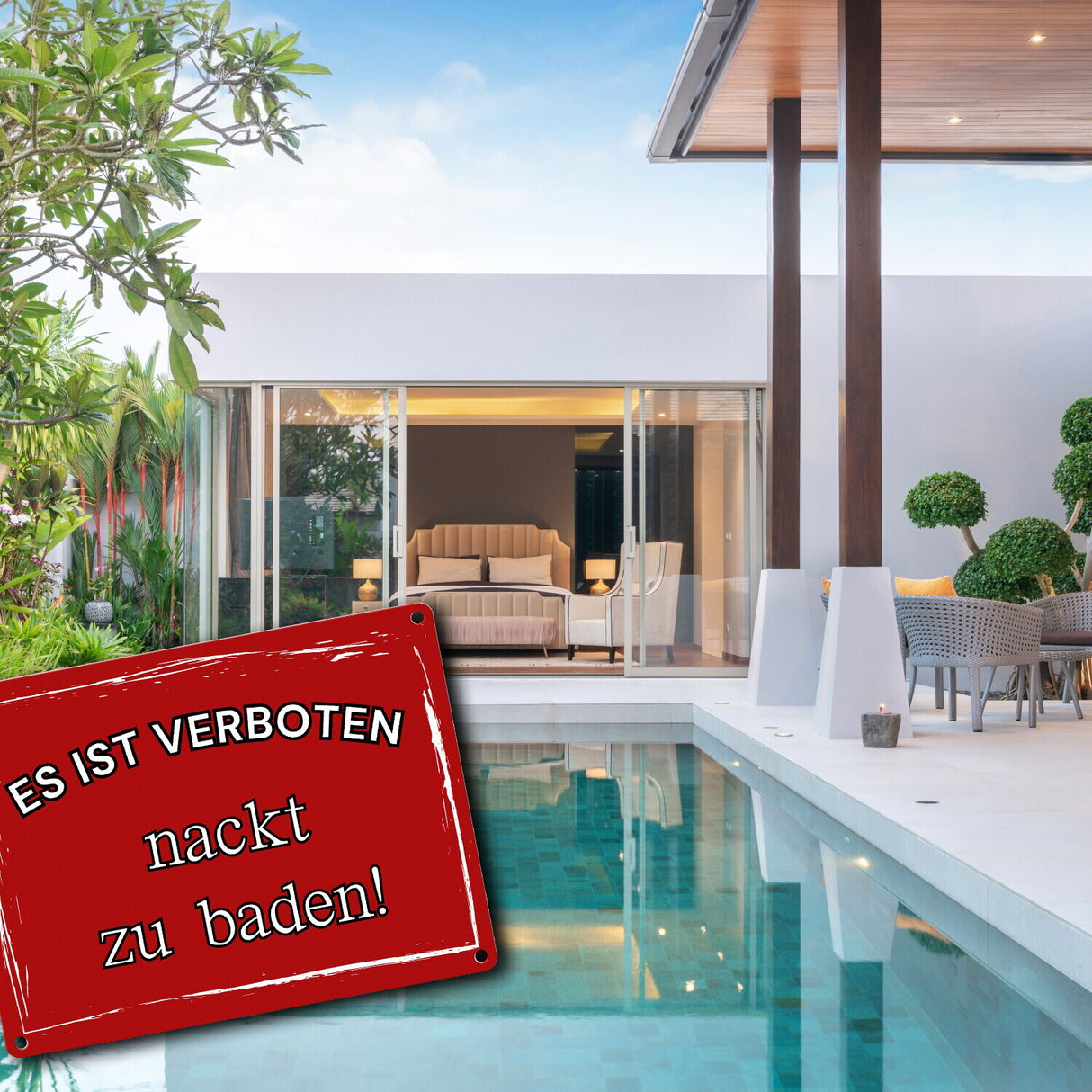 Es ist verboten nackt zu baden Metallschild in 15x20 cm