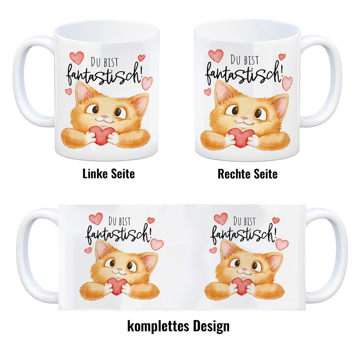 Katze Kaffeebecher mit Spruch Du bist fantastisch