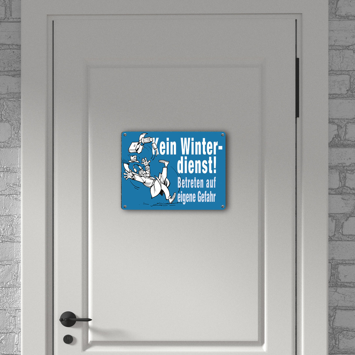 Kein Winterdienst Metallschild in 15x20 cm mit Spruch Betreten auf eigene Gefahr