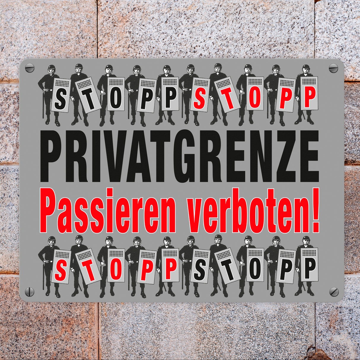 Privatgrenze Metallschild in 15x20 cm mit Spruch Passieren verboten