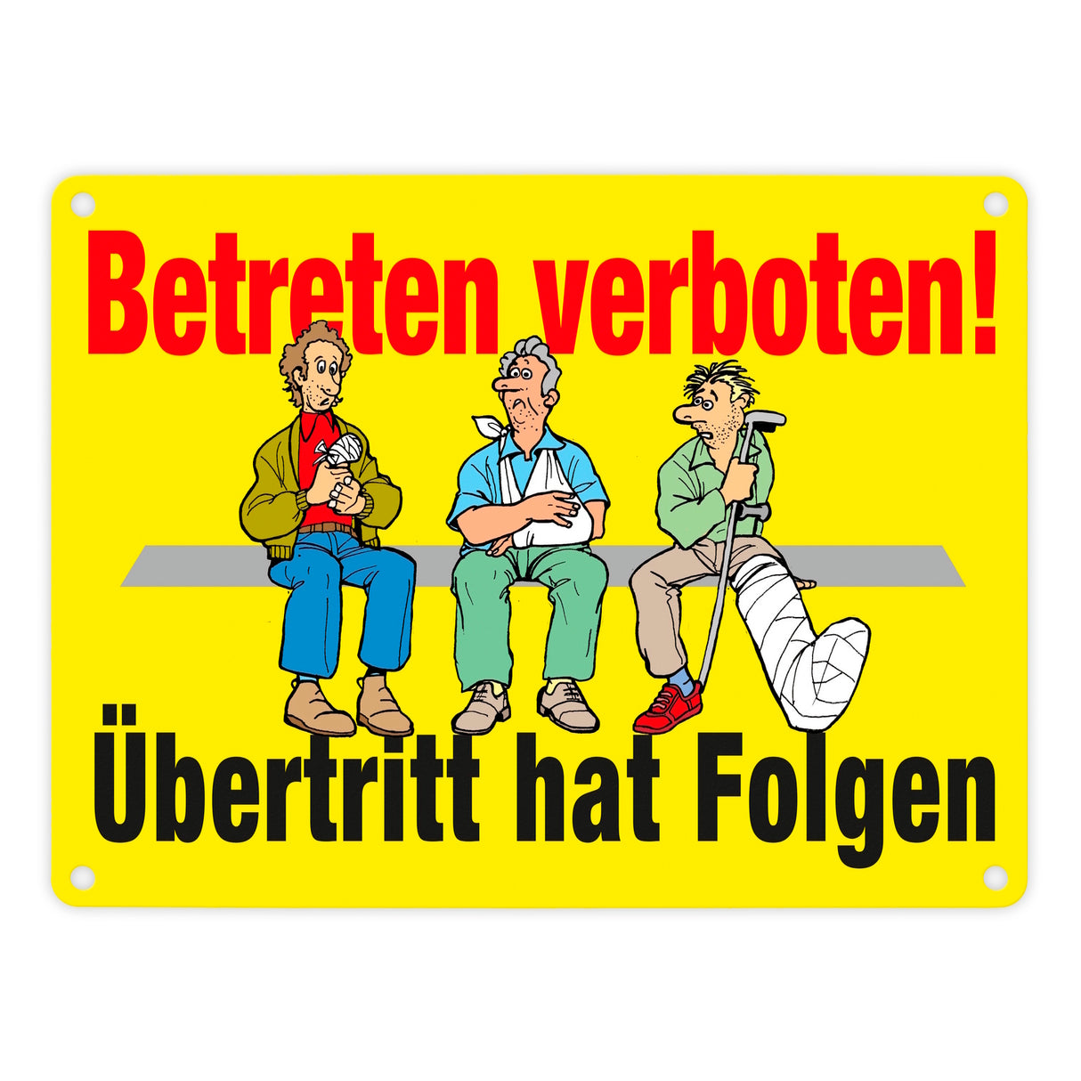 Betreten verboten Metallschild in 15x20 cm mit Spruch Übertritt hat Folgen