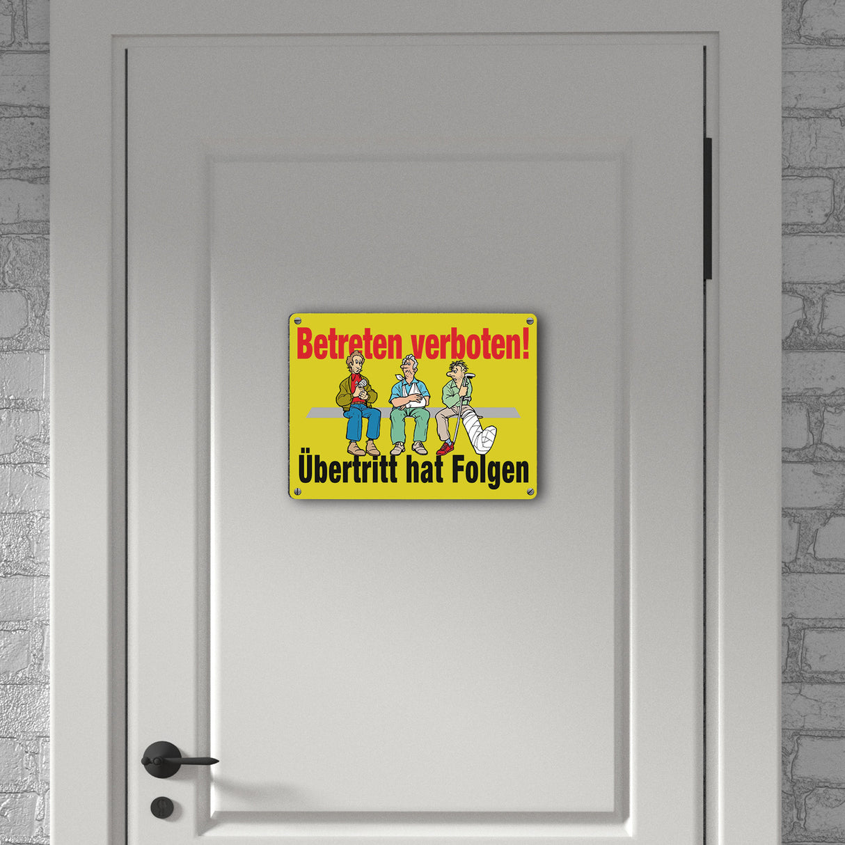 Betreten verboten Metallschild in 15x20 cm mit Spruch Übertritt hat Folgen