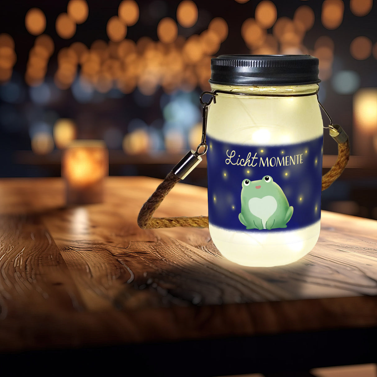 Frosch Solarlicht mit Spruch Lichtmomente