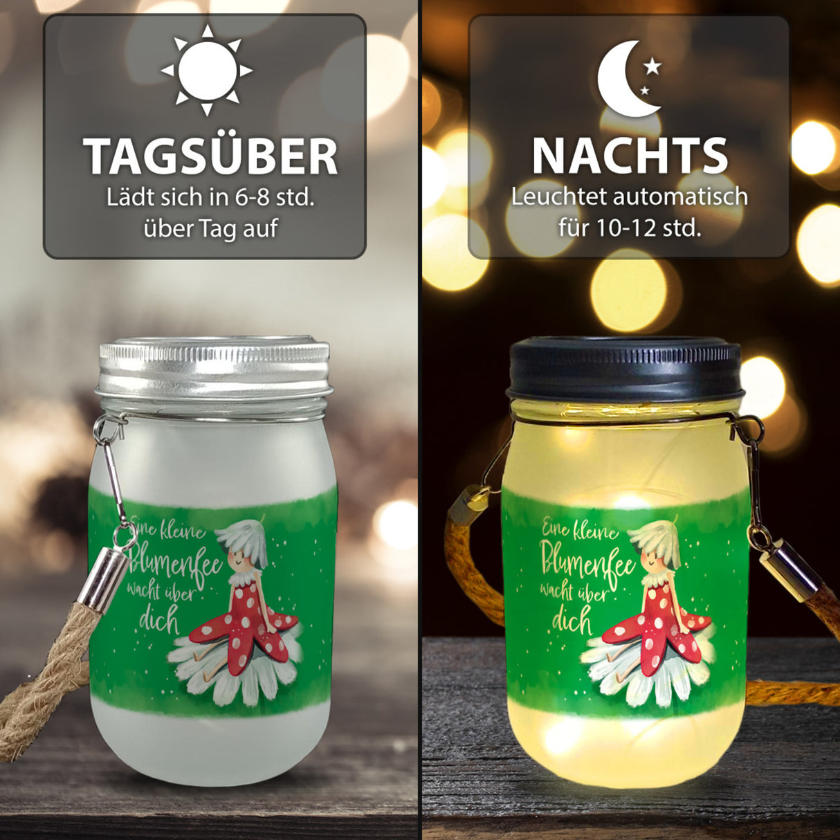 Blumenfee Solarlicht mit Spruch Eine kleine Fee wacht über dich