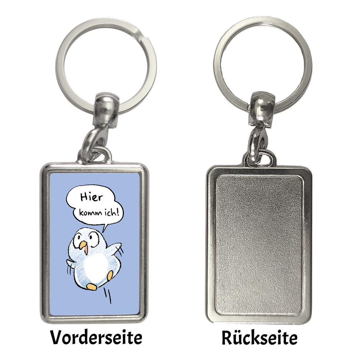 Baby Pinguin Schlüsselanhänger mit Spruch Hier komm ich