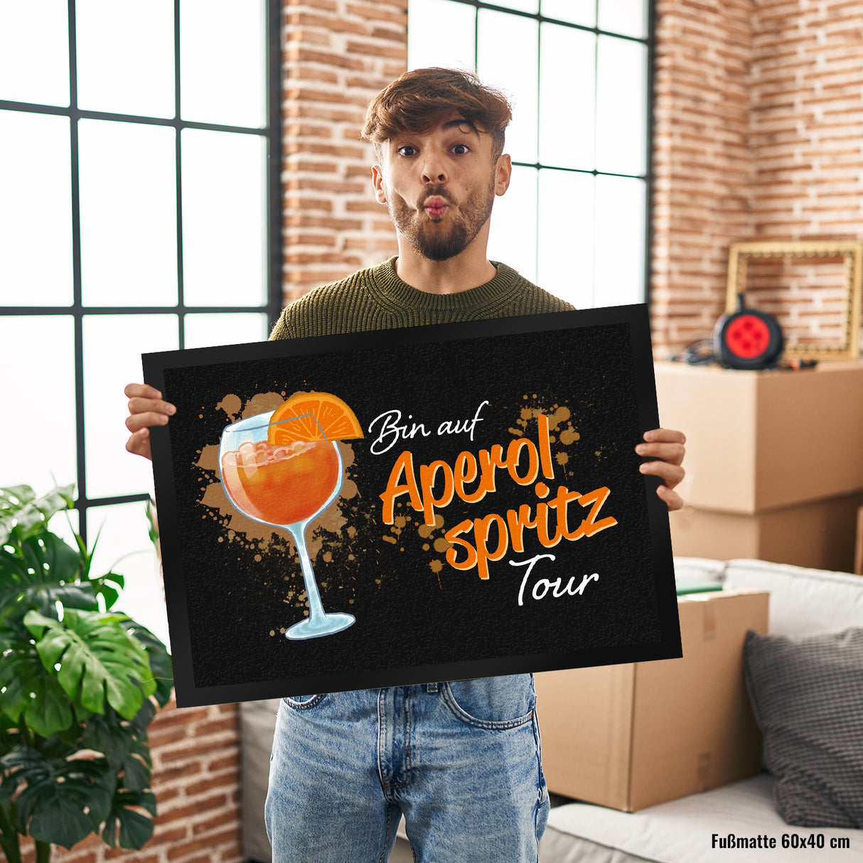 Cocktail Fußmatte in 35x50 cm mit Spruch Bin auf Aperol Spritz Tour