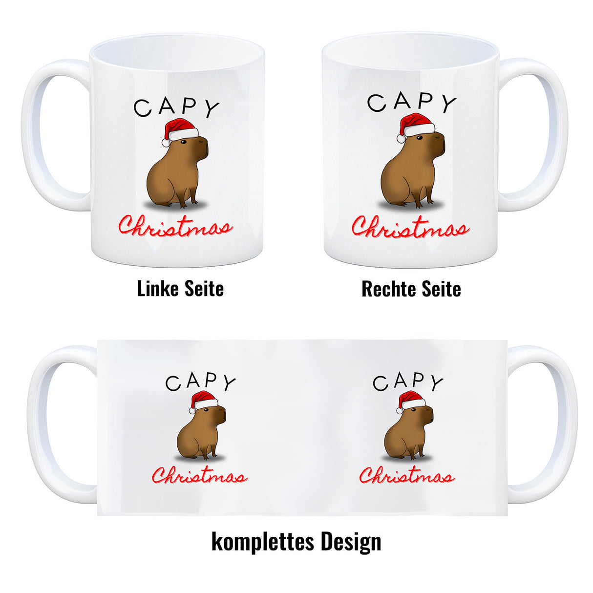 Weihnachts-Capybara Kaffeebecher mit Spruch Capy Christmas