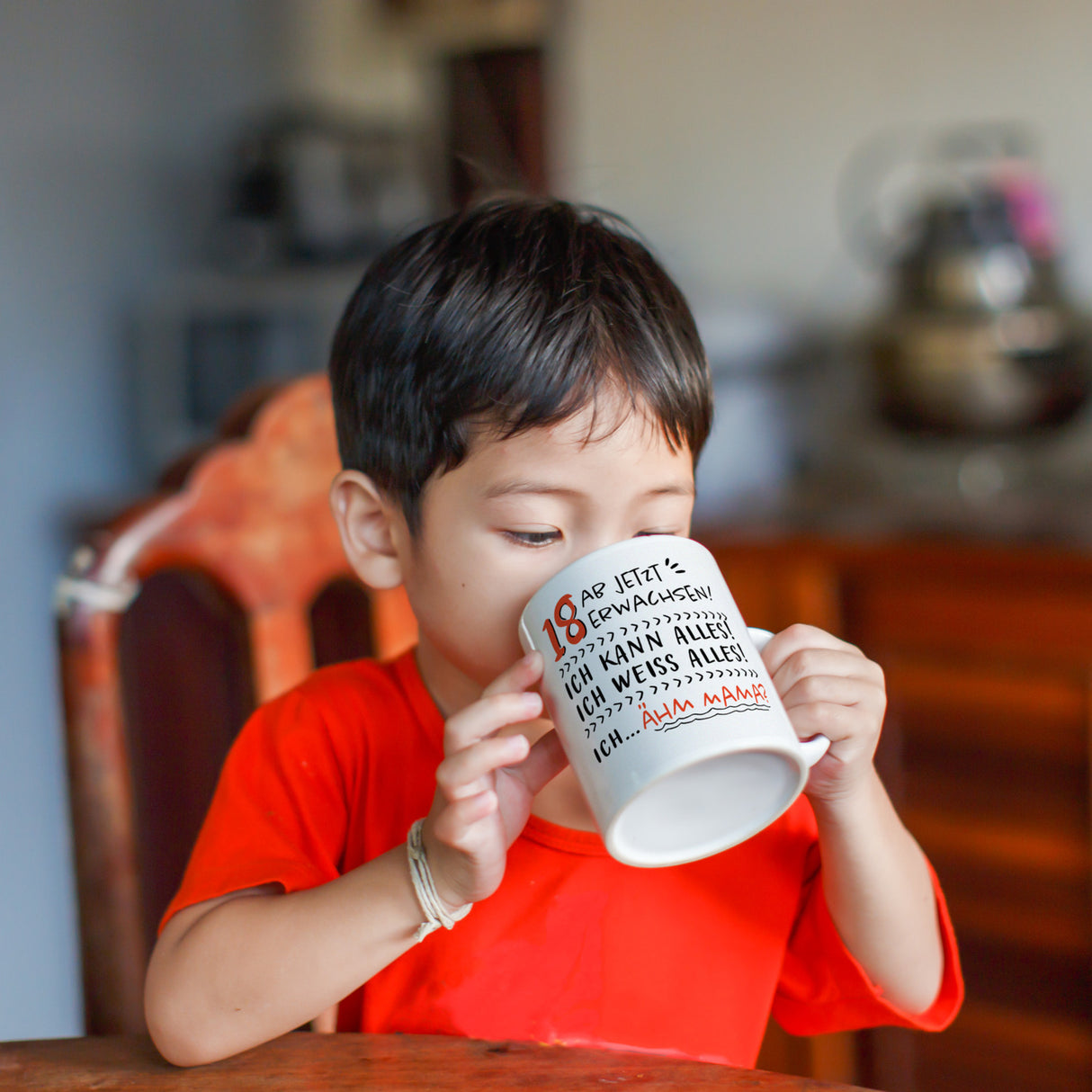 18. Geburtstag Kaffeebecher mit Spruch Ich kann alles - ähm Mama?