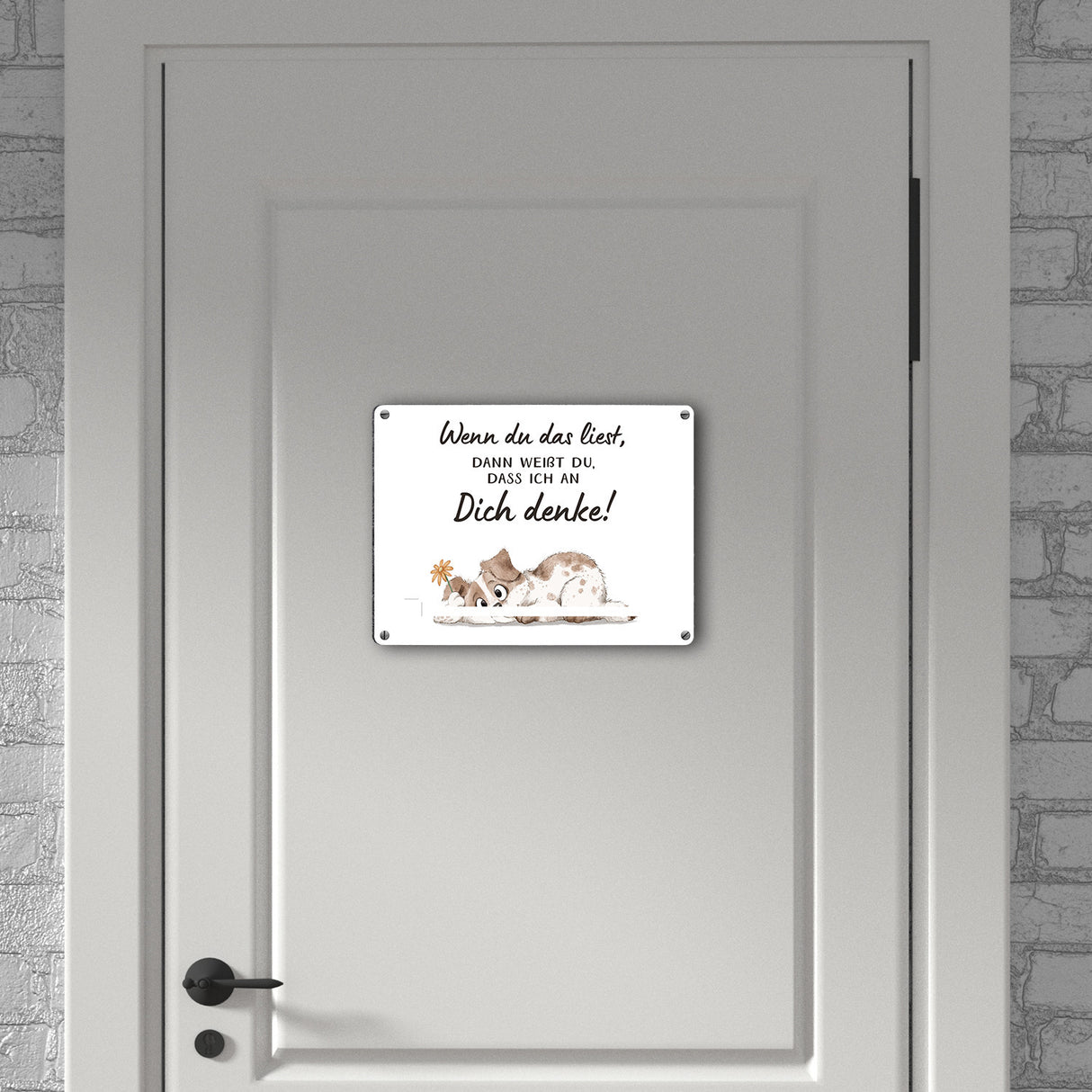 Hund Metallschild in 15x20 cm mit Spruch Ich denke an dich