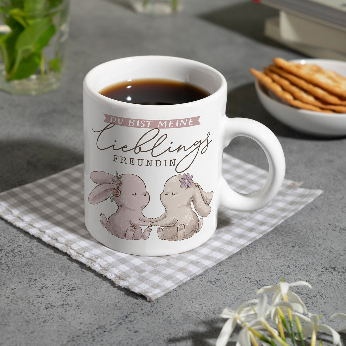 Hasen Kaffeebecher mit Spruch Du bist meine Lieblingsfreundin