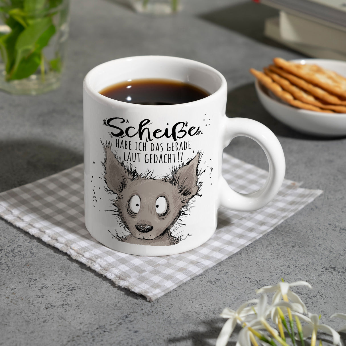 Wolf Kaffeebecher mit Spruch wirklich laut gedacht?