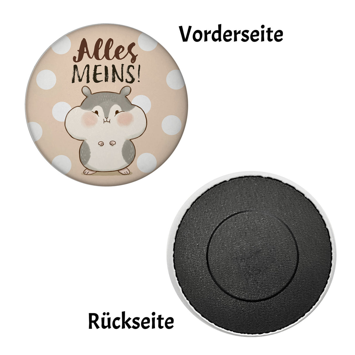 Hamster Magnet rund rund mit Spruch Alles meins