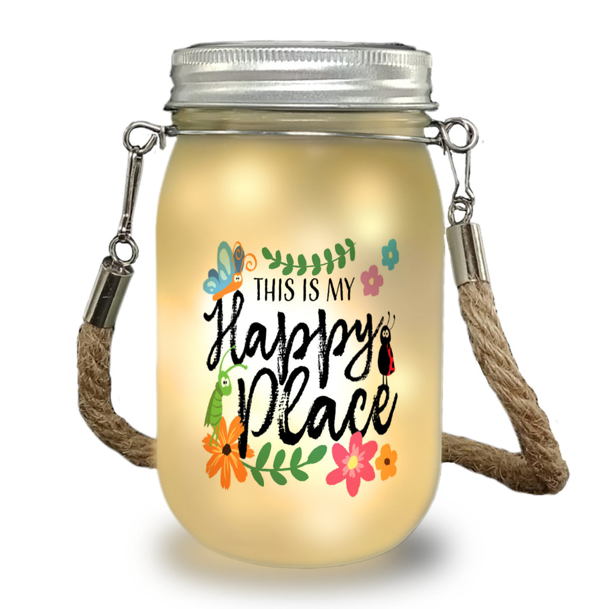 Insekten und Blumen Solarlicht mit Spruch This is my Happy Place