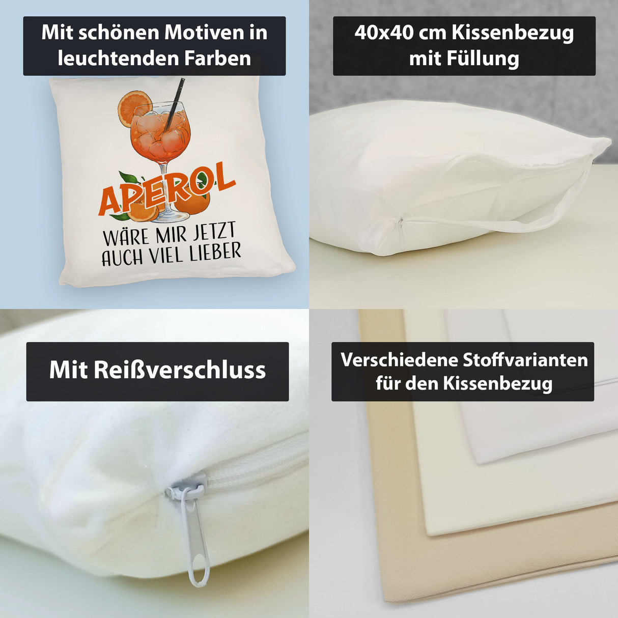 Cocktail Kissen mit Spruch Aperol wäre mir jetzt auch viel lieber