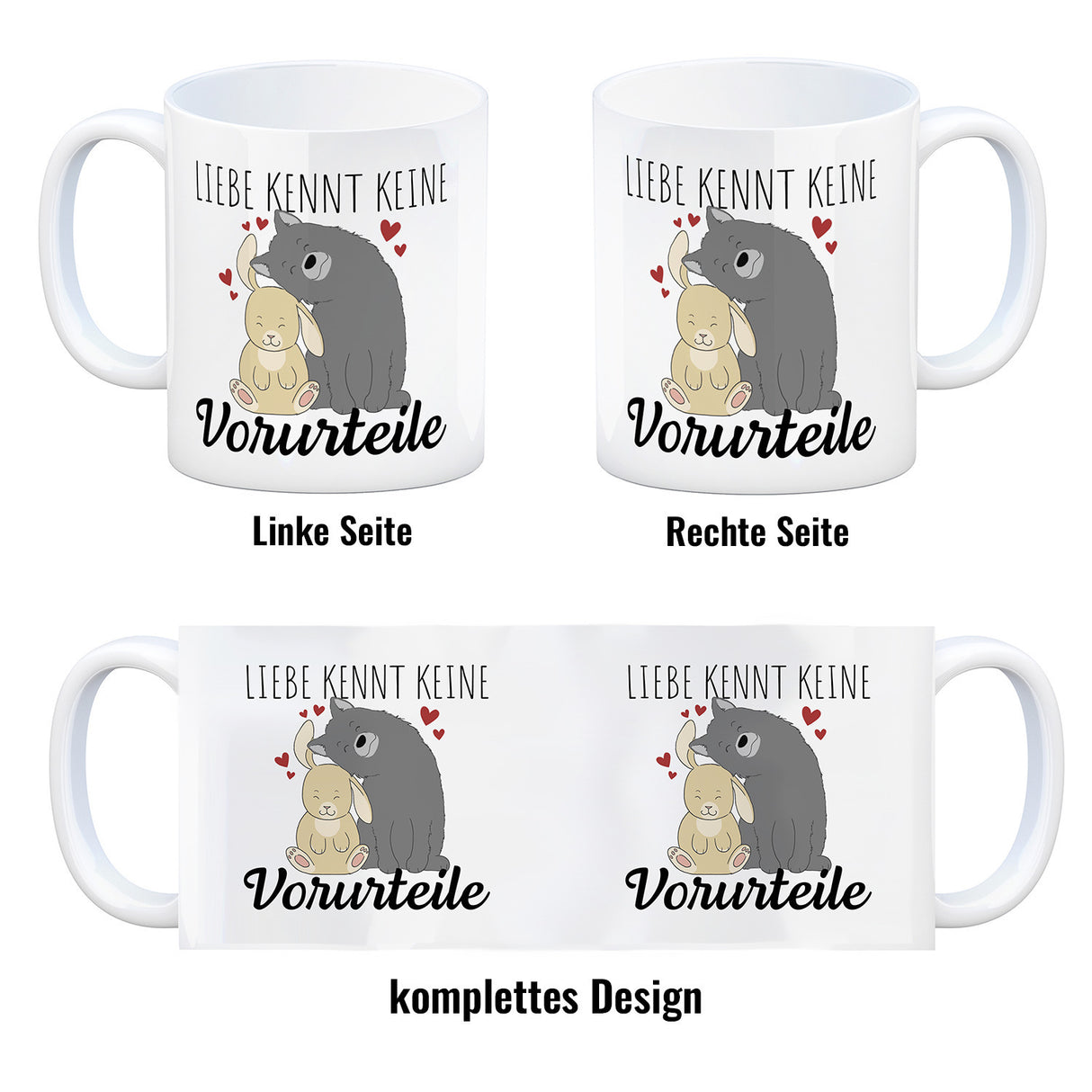 Liebe kennt keine Vorurteile Hase und Wolf Kaffeebecher