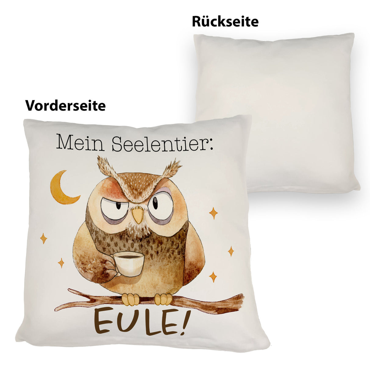 Eule Kissen mit Spruch Mein Seelentier Eule