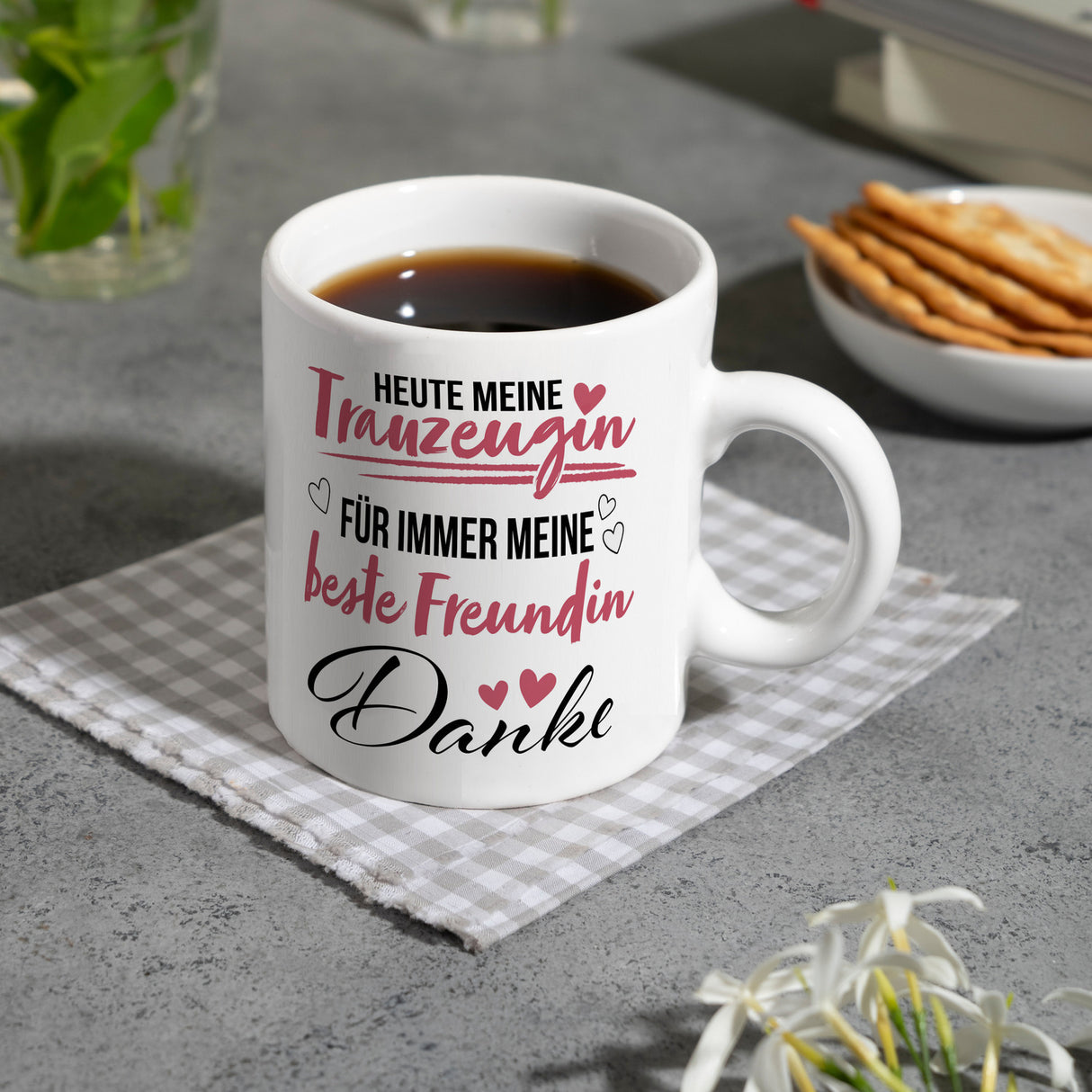 Trauzeugin Kaffeebecher mit Spruch Heute Trauzeugin ewig beste Freundin